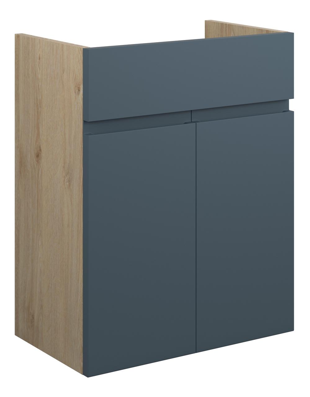 Auvellis Cara 500mm Standard Basin Unit – Matt Arley Blue | Cabinet Colour: Oak