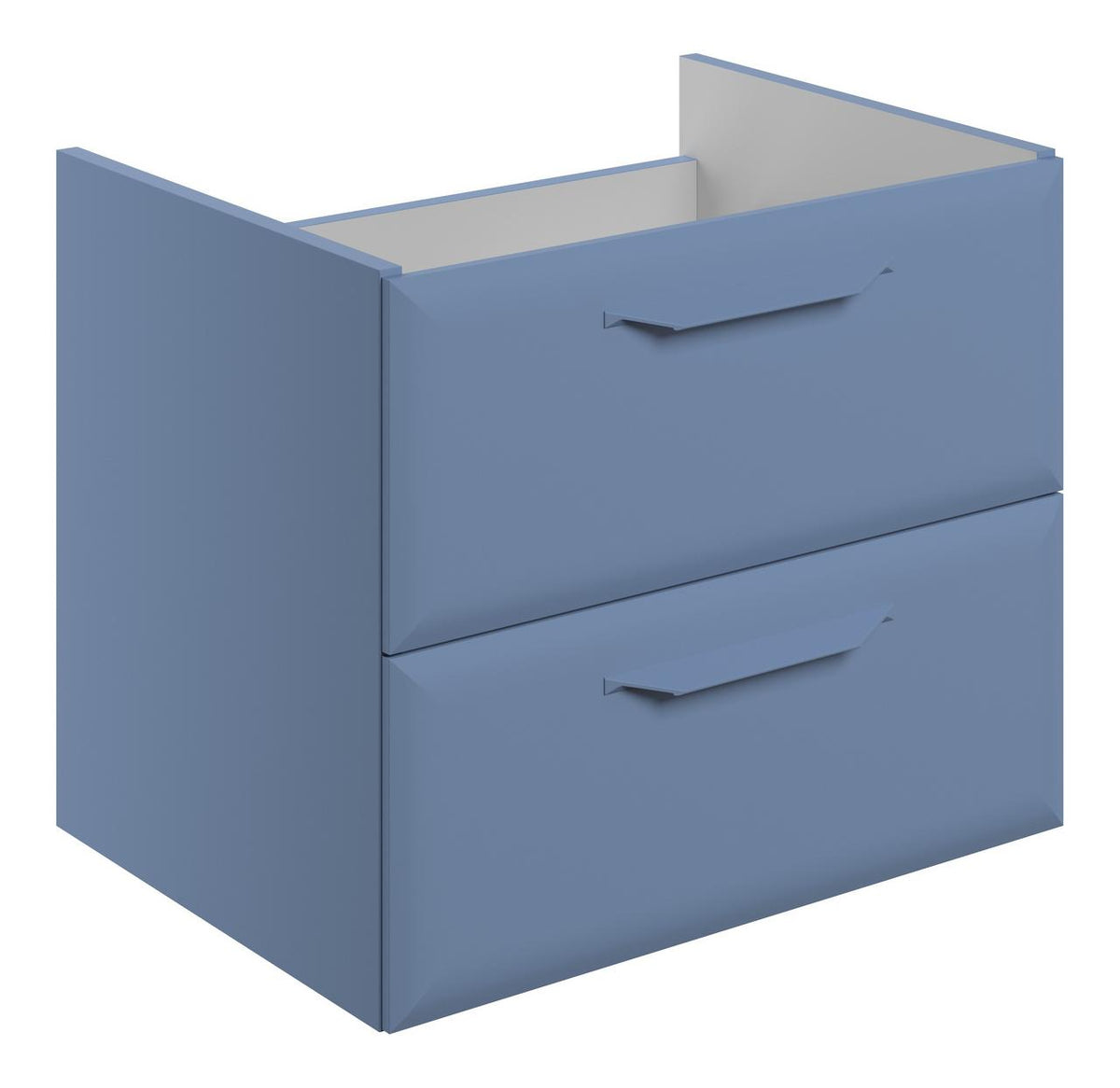 Auvellis Arven 600mm wall-hung 2-drawer basin unit without top – Matt Misty Blue