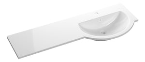 Auvellis 1244mm white standard round one-piece basin and worktop – right hand