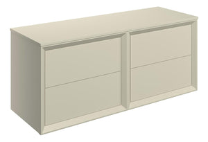 Auvellis Push 1210mm Wall Hung 4 Drawer Basin Unit Run & Top – Matt Cotton