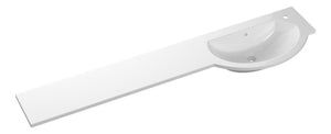 Auvellis 1544mm white slim round one-piece basin and worktop – right hand