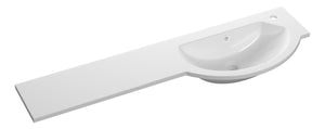 Auvellis 1244mm white slim round one-piece basin and worktop – right hand
