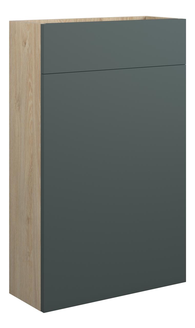 Auvellis Linaro 500mm Slim WC Unit – Matt Green | Cabinet Colour: Oak