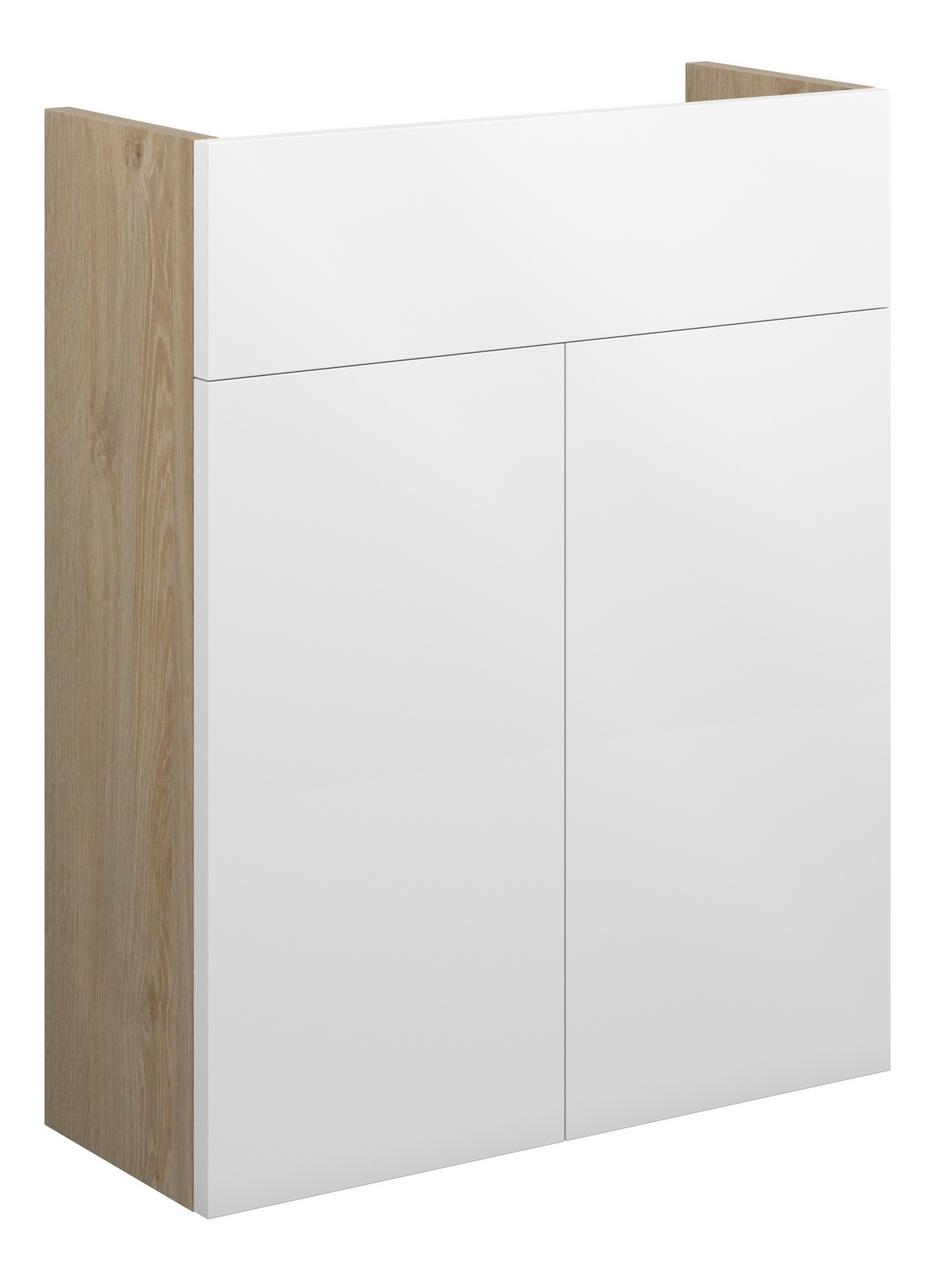 Auvellis Linaro 500mm Slim Basin Unit – White Gloss | Cabinet Colour: Oak