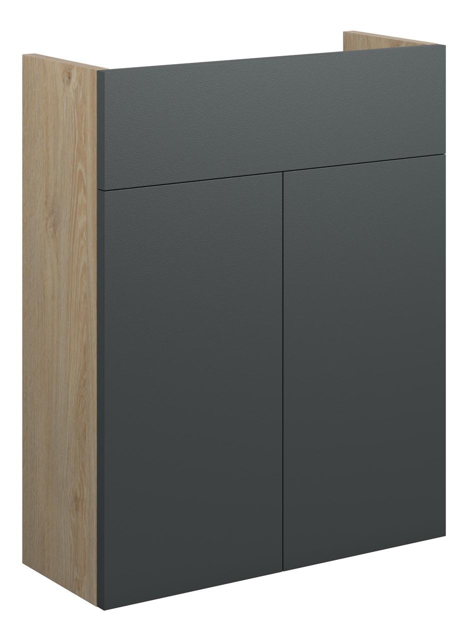 Auvellis Linaro 500mm Slim Basin Unit – Matt Graphite Grey | Cabinet Colour: Oak
