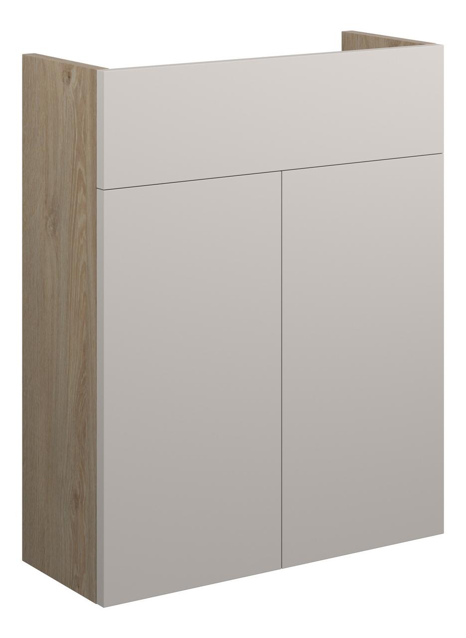 Auvellis Linaro 500mm Slim Basin Unit – Matt Dove Grey | Cabinet Colour: Oak