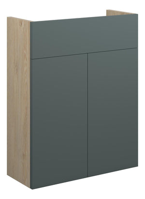 Auvellis Linaro 500mm Slim Basin Unit – Matt Green | Cabinet Colour: Oak