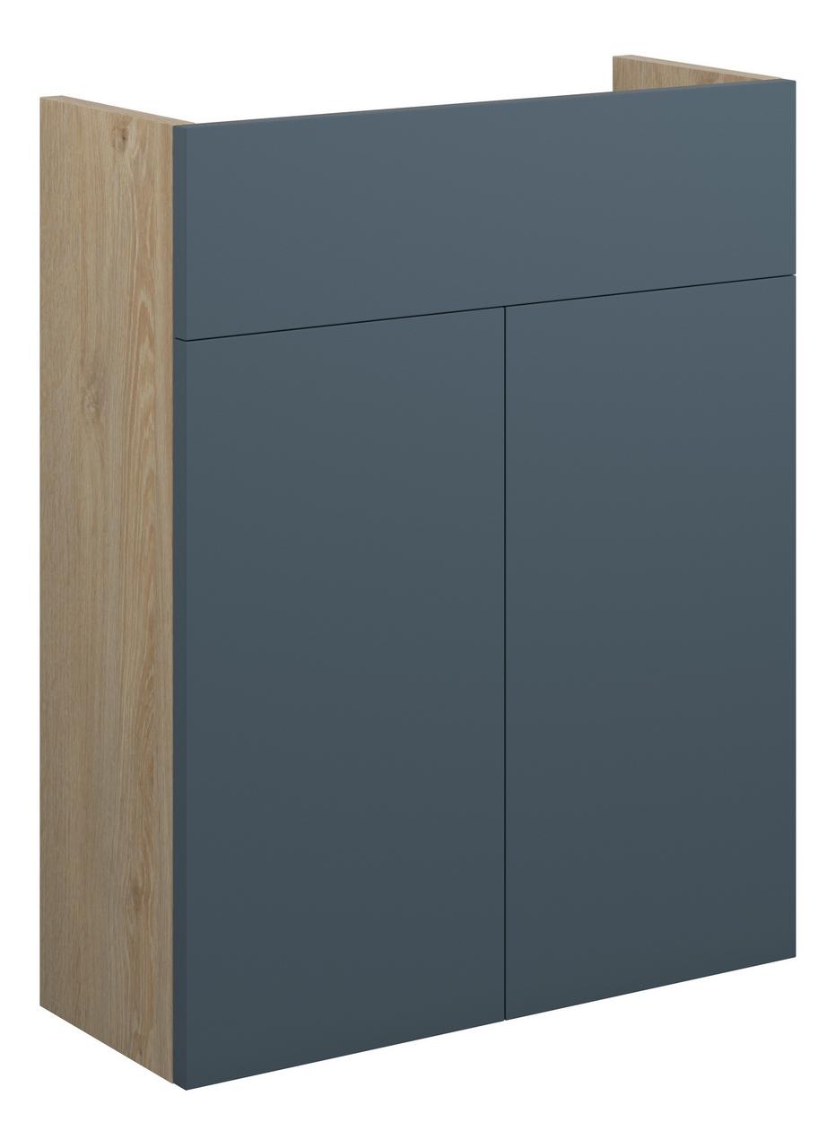 Auvellis Linaro 500mm Slim Basin Unit – Matt Arley Blue | Cabinet Colour: Oak