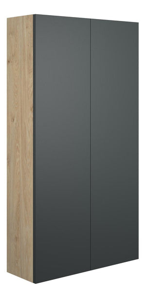 Auvellis Linaro 600mm Slim 2 Door Storage Unit – Matt Graphite Grey | Cabinet Colour: Oak