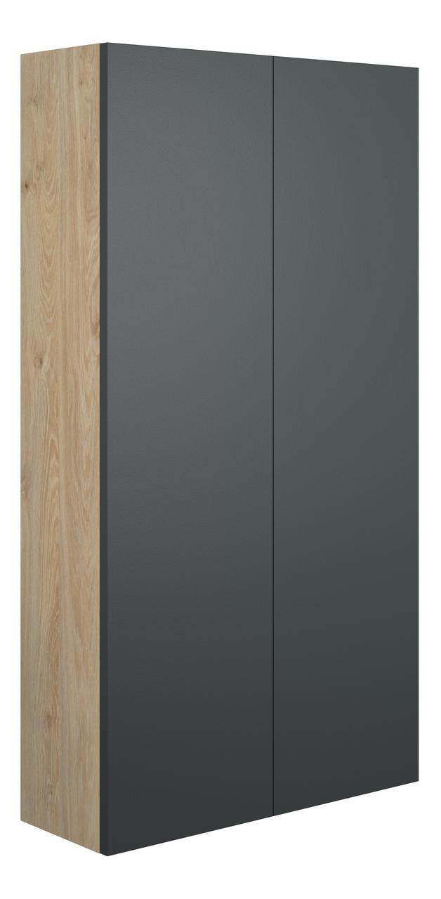 Auvellis Linaro 600mm Slim 2 Door Storage Unit – Matt Graphite Grey | Cabinet Colour: Oak