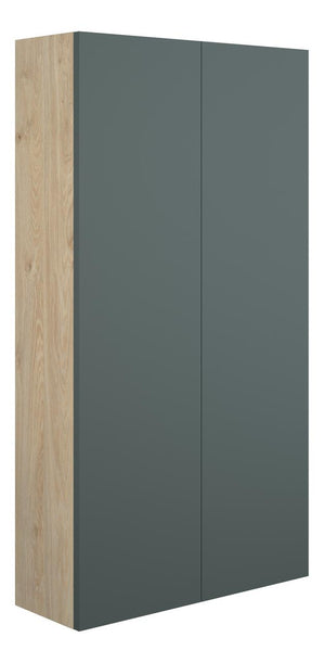 Auvellis Linaro 600mm Slim 2 Door Storage Unit – Matt Green | Cabinet Colour: Oak