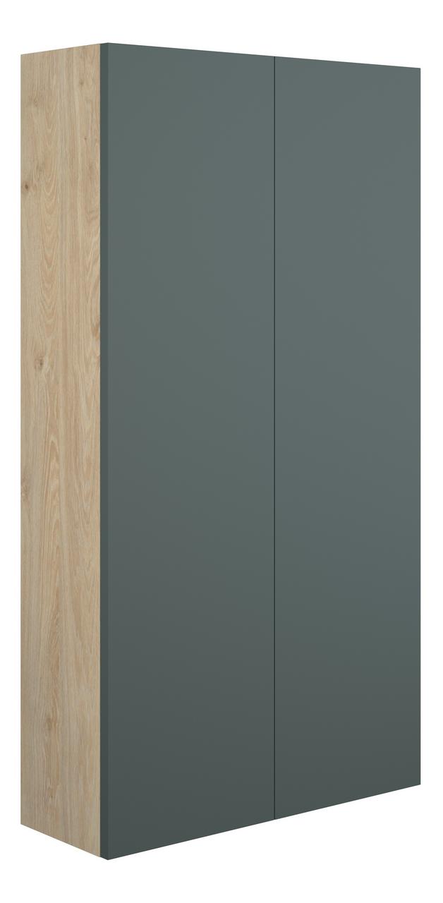 Auvellis Linaro 600mm Slim 2 Door Storage Unit – Matt Green | Cabinet Colour: Oak