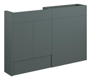 Auvellis Linaro 1236mm Slim Basin & WC Unit Pack – Matt Green | Cabinet Colour: Oak