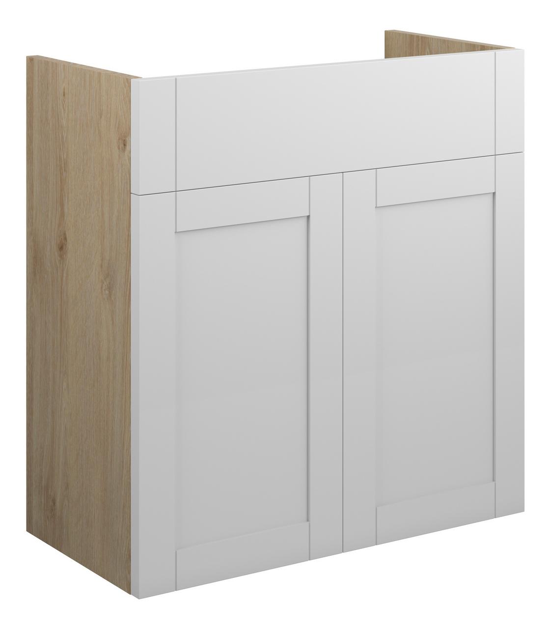 Auvellis Forma 600mm Standard Basin Unit – Matt White | Cabinet Colour: Oak