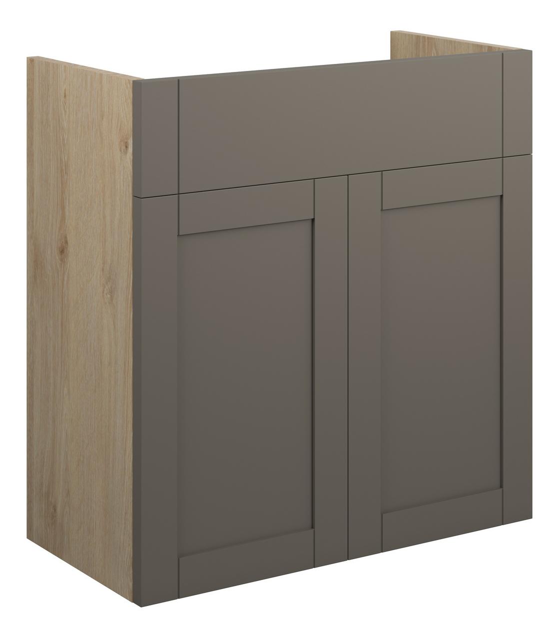 Auvellis Forma 600mm Standard Basin Unit – Matt Stone | Cabinet Colour: Oak