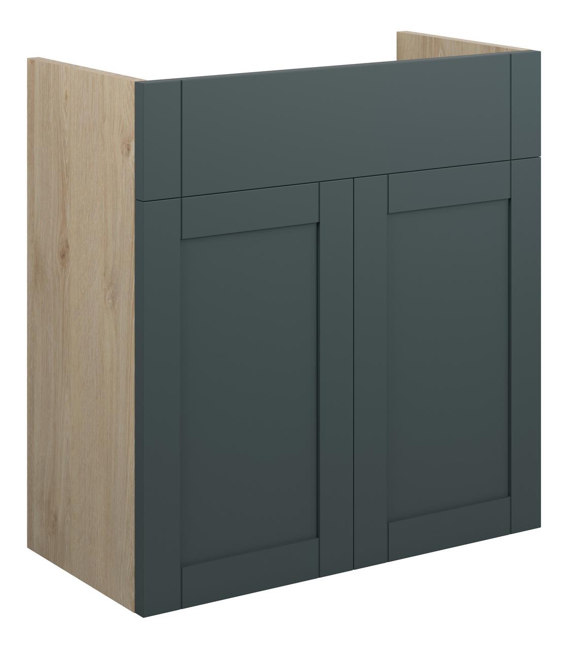 Auvellis Forma 600mm Standard Basin Unit – Matt Green Camo | Cabinet Colour: Oak
