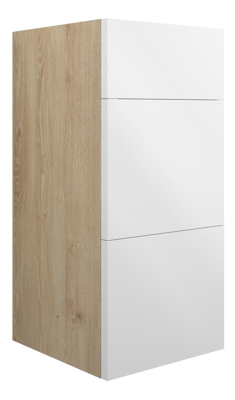 Auvellis Linaro 300mm Standard 3 Drawer Unit – White Gloss | Cabinet Colour: Oak