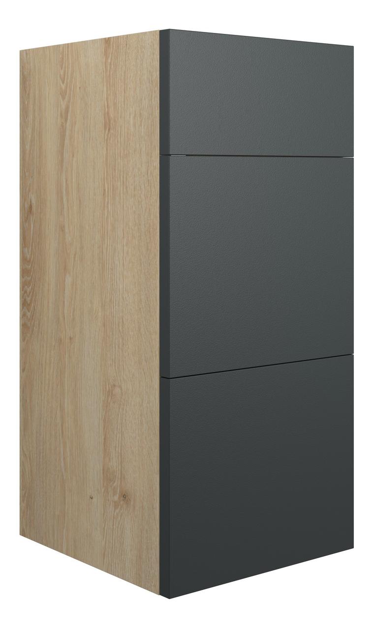 Auvellis Linaro 300mm Standard 3 Drawer Unit – Matt Graphite Grey | Cabinet Colour: Oak