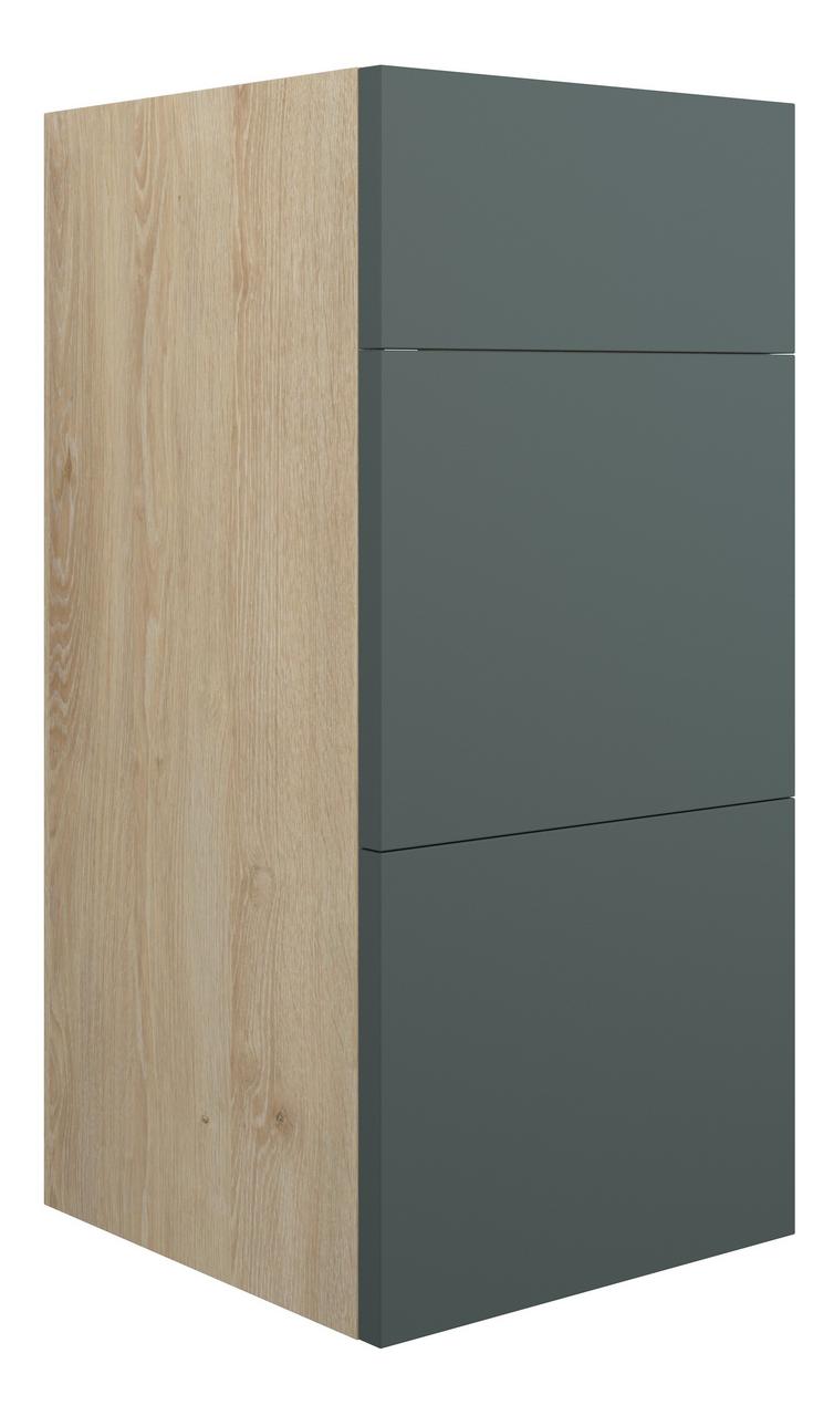 Auvellis Linaro 300mm Standard 3 Drawer Unit – Matt Green | Cabinet Colour: Oak