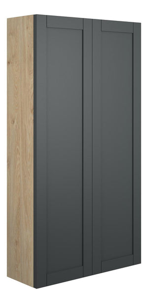 Auvellis Forma 600mm Slim 2 Door Storage Unit – Matt Graphite Grey | Cabinet Colour: Oak