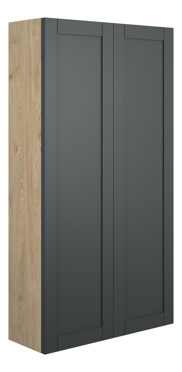 Auvellis Forma 600mm Slim 2 Door Storage Unit – Matt Graphite Grey | Cabinet Colour: Oak