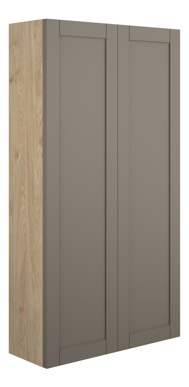 Auvellis Forma 600mm Slim 2 Door Storage Unit – Matt Stone | Cabinet Colour: Oak