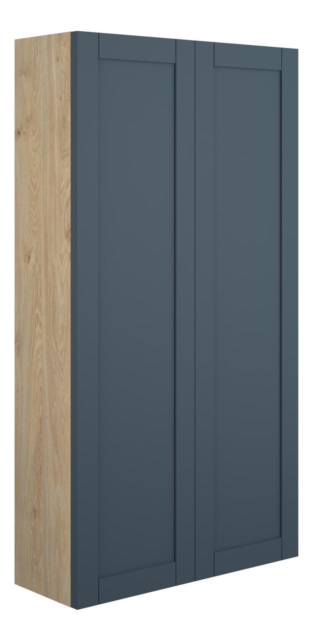 Auvellis Forma 600mm Slim 2 Door Storage Unit – Matt Arley Blue | Cabinet Colour: Oak