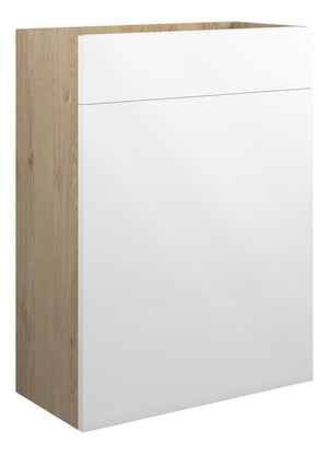 Auvellis Cara 600mm Standard WC Unit – White Gloss | Cabinet Colour: Oak