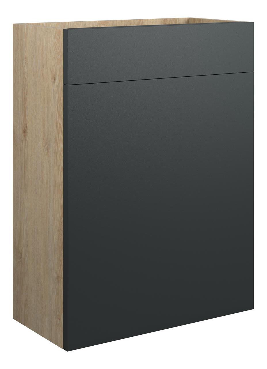 Auvellis Cara 600mm Standard WC Unit – Matt Graphite Grey | Cabinet Colour: Oak