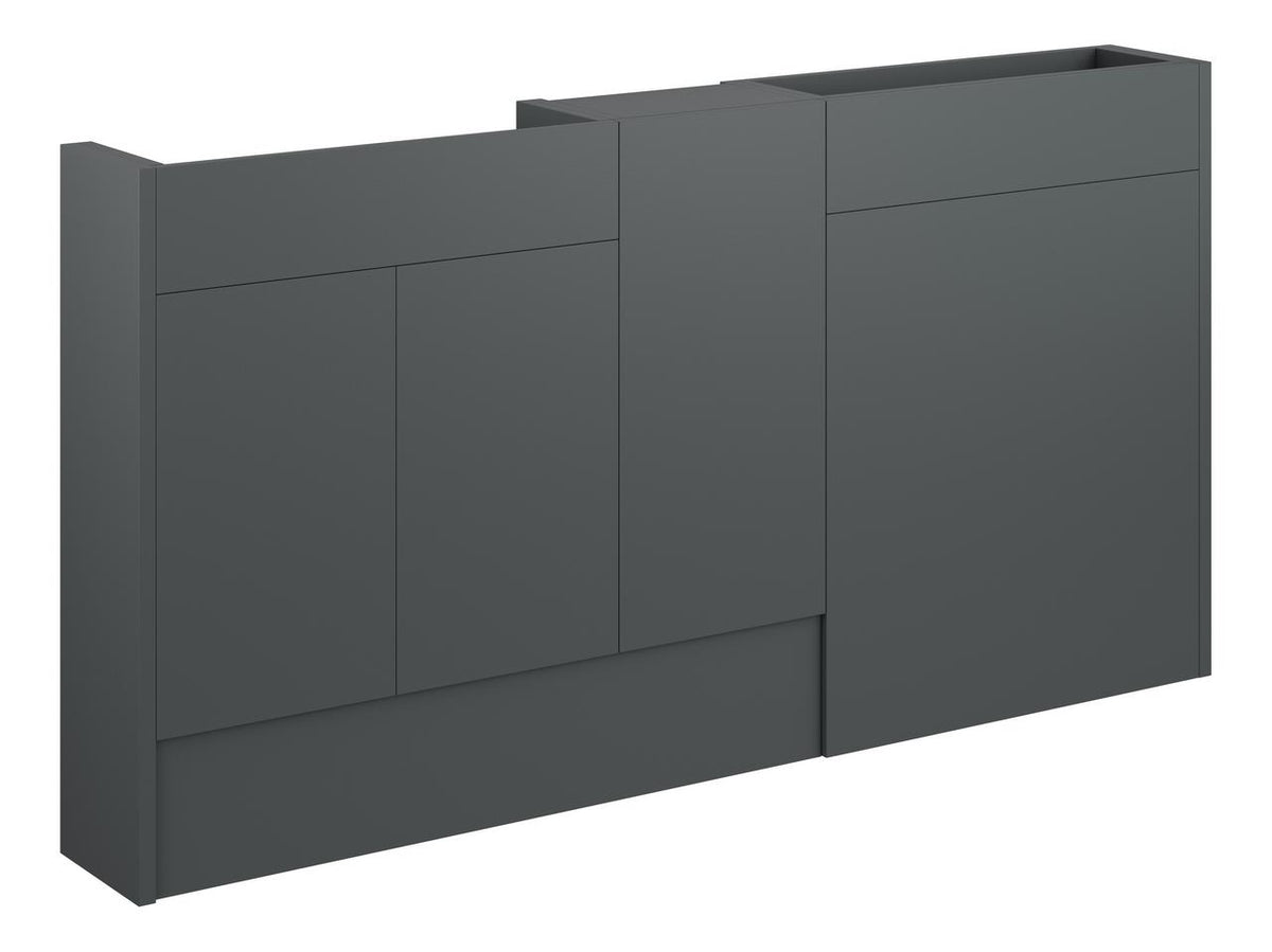 Auvellis Linaro 1536mm Slim Basin, WC & 1 Door Unit Pack – Matt Graphite Grey | Cabinet Colour: Grey