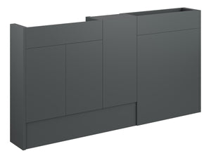 Auvellis Linaro 1536mm Slim Basin, WC & 1 Door Unit Pack – Matt Graphite Grey | Cabinet Colour: Oak