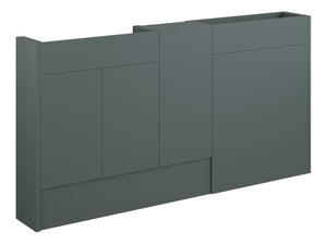 Auvellis Linaro 1536mm Slim Basin, WC & 1 Door Unit Pack – Matt Green | Cabinet Colour: Oak