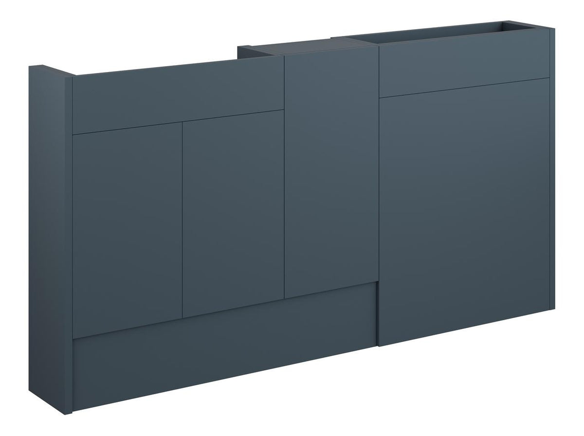 Auvellis Linaro 1536mm Slim Basin, WC & 1 Door Unit Pack – Matt Arley Blue | Cabinet Colour: Grey