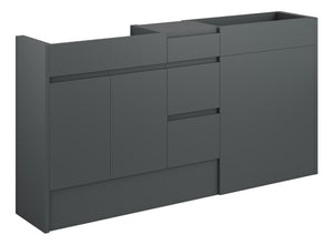 Auvellis Cara 1536mm Standard Basin, WC & 3 Drawer Unit Pack – Matt Graphite Grey | Cabinet Colour: Oak