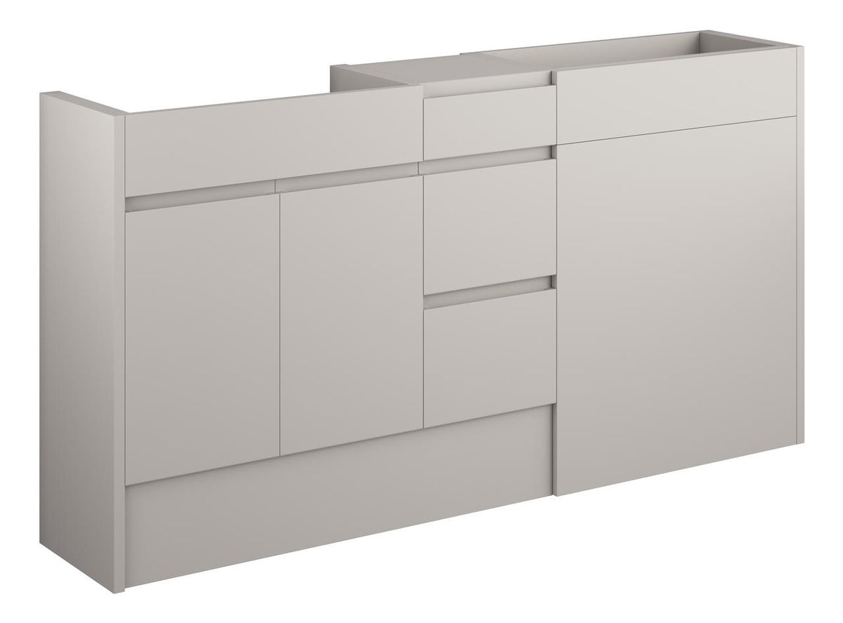 Auvellis Cara 1536mm Standard Basin, WC & 3 Drawer Unit Pack – Matt Dove Grey | Cabinet Colour: Grey