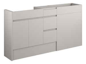 Auvellis Cara 1536mm Standard Basin, WC & 3 Drawer Unit Pack – Matt Dove Grey | Cabinet Colour: Oak