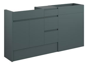 Auvellis Cara 1536mm Standard Basin, WC & 3 Drawer Unit Pack – Matt Green Camo | Cabinet Colour: Grey