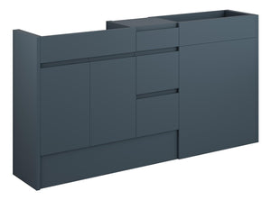 Auvellis Cara 1536mm Standard Basin, WC & 3 Drawer Unit Pack – Matt Arley Blue | Cabinet Colour: Oak