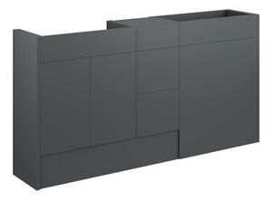 Auvellis Linaro 1536mm Standard Basin, WC & 3 Drawer Unit Pack – Matt Graphite Grey | Cabinet Colour: Oak