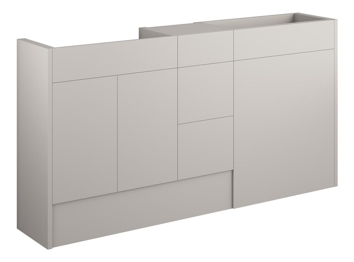 Auvellis Linaro 1536mm Standard Basin, WC & 3 Drawer Unit Pack – Matt Dove Grey | Cabinet Colour: Grey