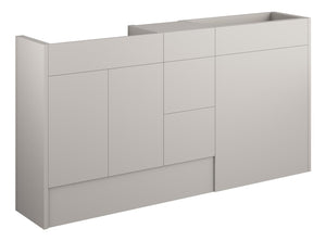 Auvellis Linaro 1536mm Standard Basin, WC & 3 Drawer Unit Pack – Matt Dove Grey | Cabinet Colour: Oak