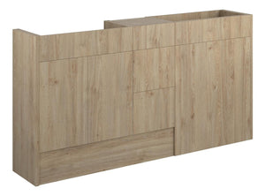 Auvellis Linaro 1536mm Standard Basin, WC & 3 Drawer Unit Pack – Havana Oak | Cabinet Colour: Grey