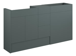 Auvellis Linaro 1536mm Standard Basin, WC & 3 Drawer Unit Pack – Matt Green | Cabinet Colour: Grey
