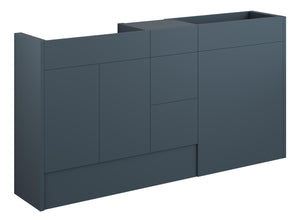 Auvellis Linaro 1536mm Standard Basin, WC & 3 Drawer Unit Pack – Matt Arley Blue | Cabinet Colour: Grey