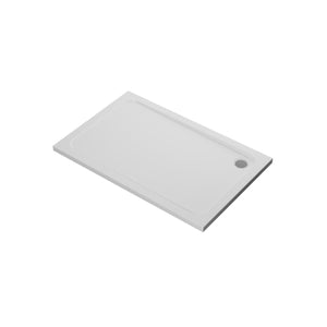 Auvellis white rectangular shower tray and chrome waste – 1400 × 900mm