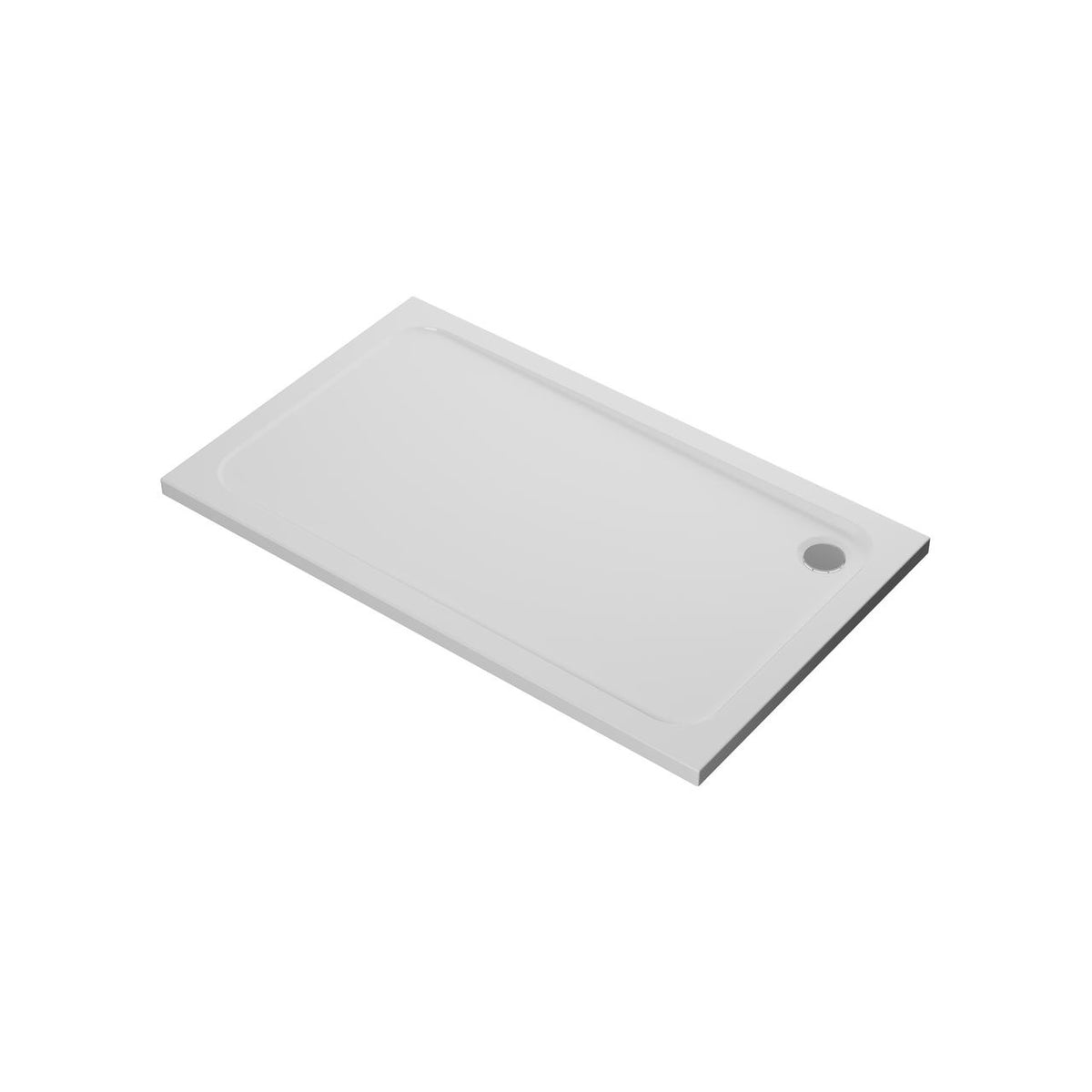 Auvellis white rectangular shower tray and chrome waste – 1500 × 900mm