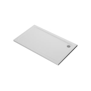 Auvellis white rectangular shower tray and chrome waste – 1500 × 900mm