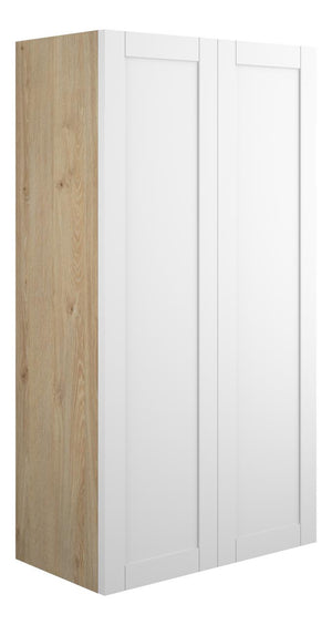 Auvellis Forma 600mm Standard 2 Door Storage Unit – Matt White | Cabinet Colour: Oak