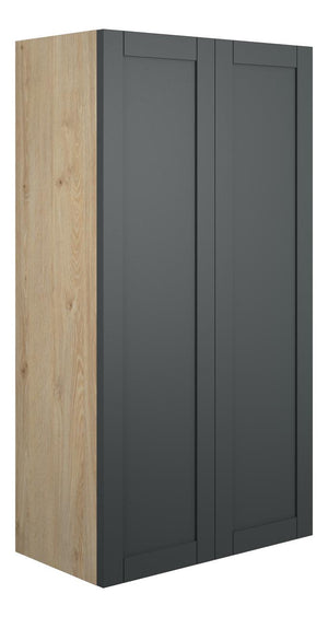 Auvellis Forma 600mm Standard 2 Door Storage Unit – Matt Graphite Grey | Cabinet Colour: Oak