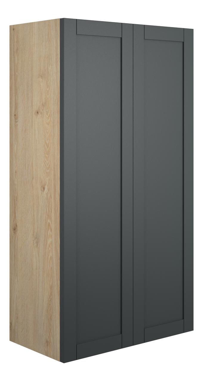 Auvellis Forma 600mm Standard 2 Door Storage Unit – Matt Graphite Grey | Cabinet Colour: Oak